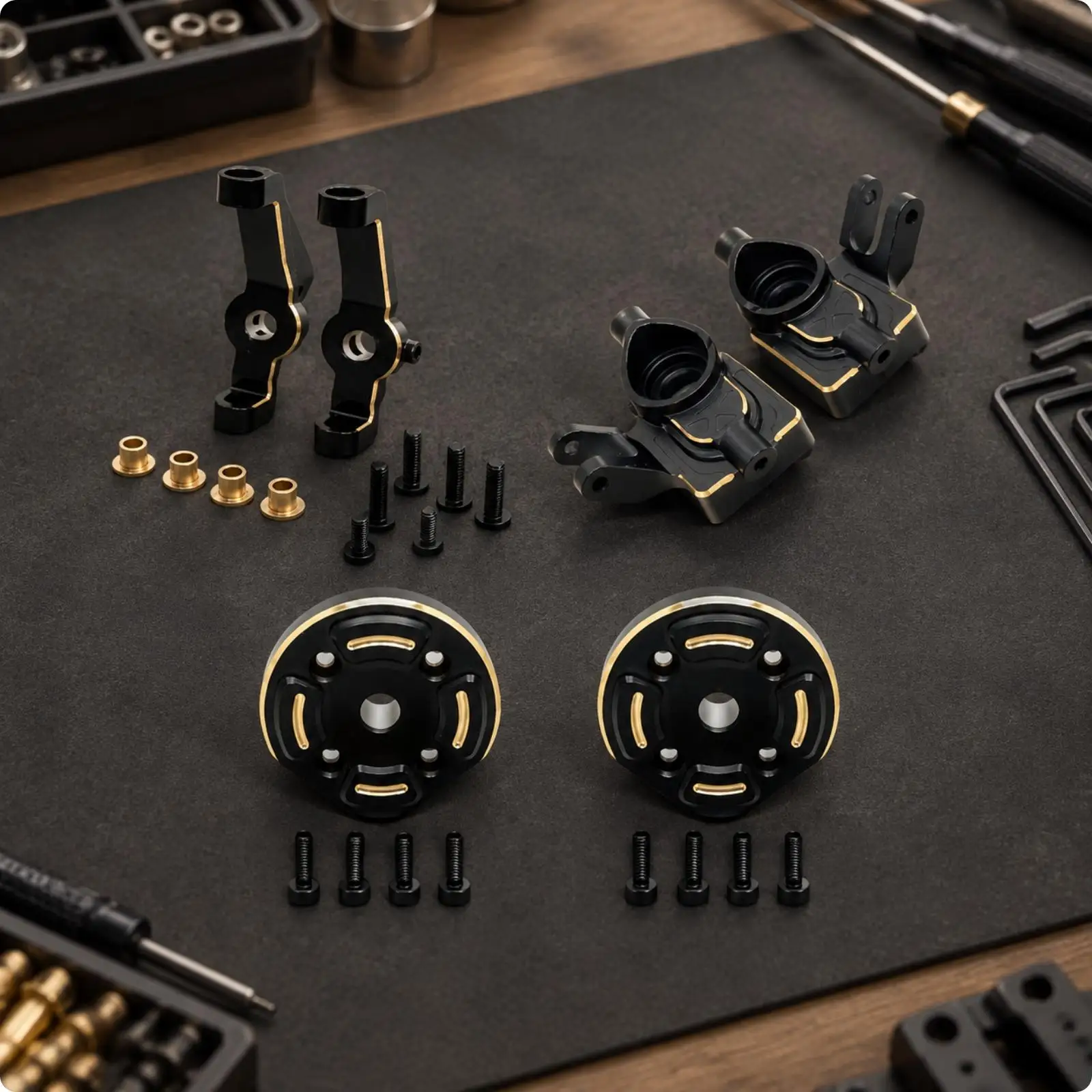 1:12 RC Crawler Front-End Component Upgrade Brass Front Steering and Gear Cover Set