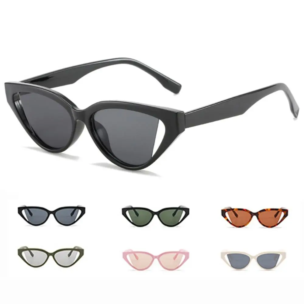 Travel Small Frame Retro Sunglasses Anti-Glare Cat Eye Driving Glasses UV Protective Black Shades Outdoor Sunglasses Fishing