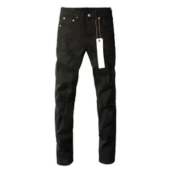 Purple ROCA Brand Jeans Fashion Top Street Black distressed Fashion Top Quality Repair Low Rise Skinny Denim pants