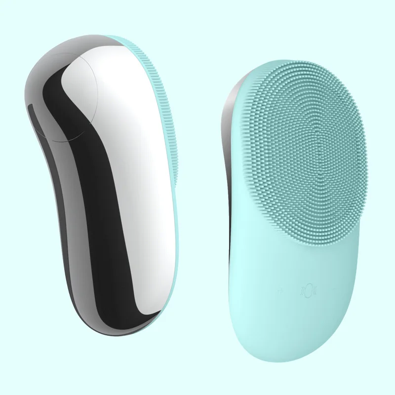 Sonic Vibration Silicone Facial Cleansing Brush Washing Absorb Refreshing 2in1 Skin Care Massage Makeup Brush With Stand