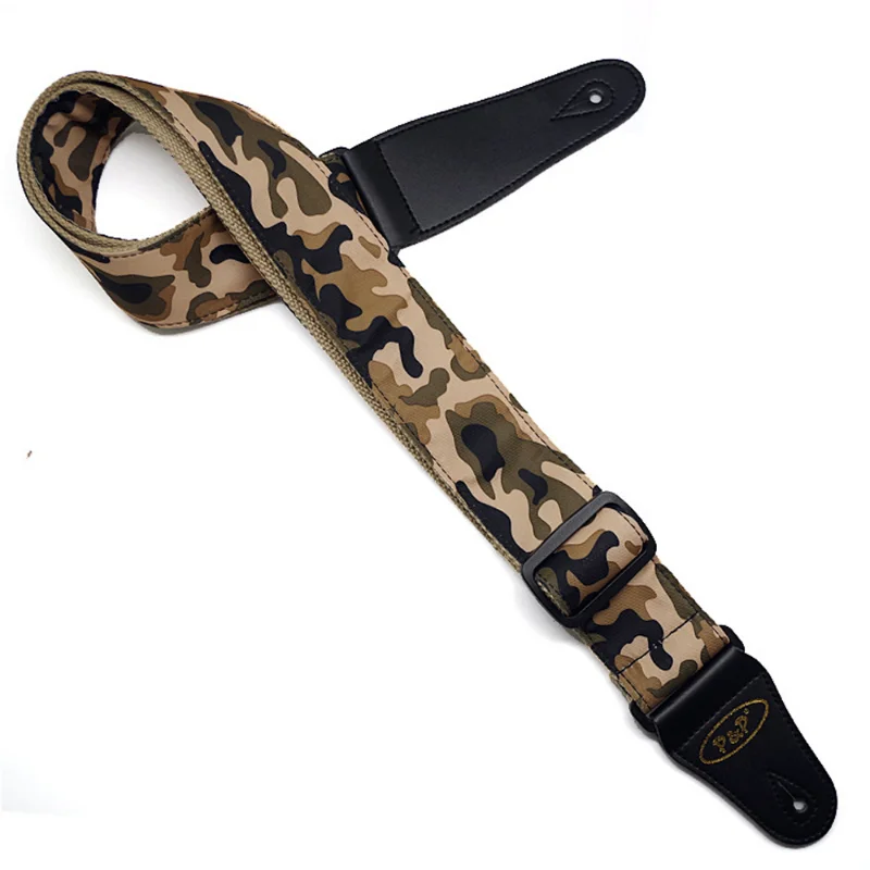 Camouflage Cotton Pattern Guitar Strap, Electric Acoustic Folk Bass