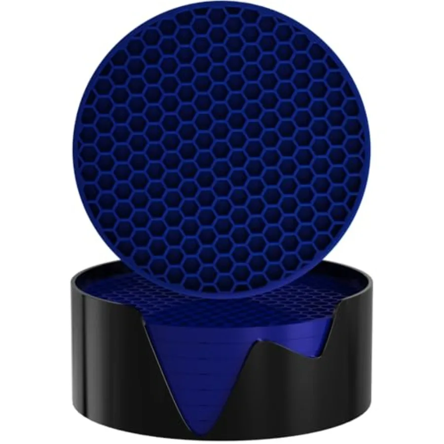 

New StyleSilicone Coasters [8 Pack] with Holders Drink Coasters, for Hot or Cold Drinks Thickened, Non-Slip, Non-Stick