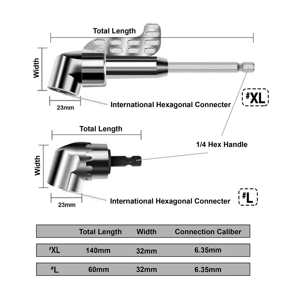 One Piece 105 Degree Extended Hex Bit Adjustable Screwdriver Socket Tool For Tightening And Loosening Screws One Quarter Inch