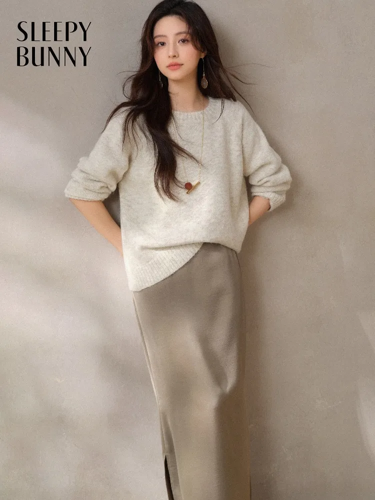 

Мягкий свободный вязаный свитер для женщин, зимний повседневный пуловер, уютный свободный шерстяной джемпер для многослойного повседневного уличного стиля