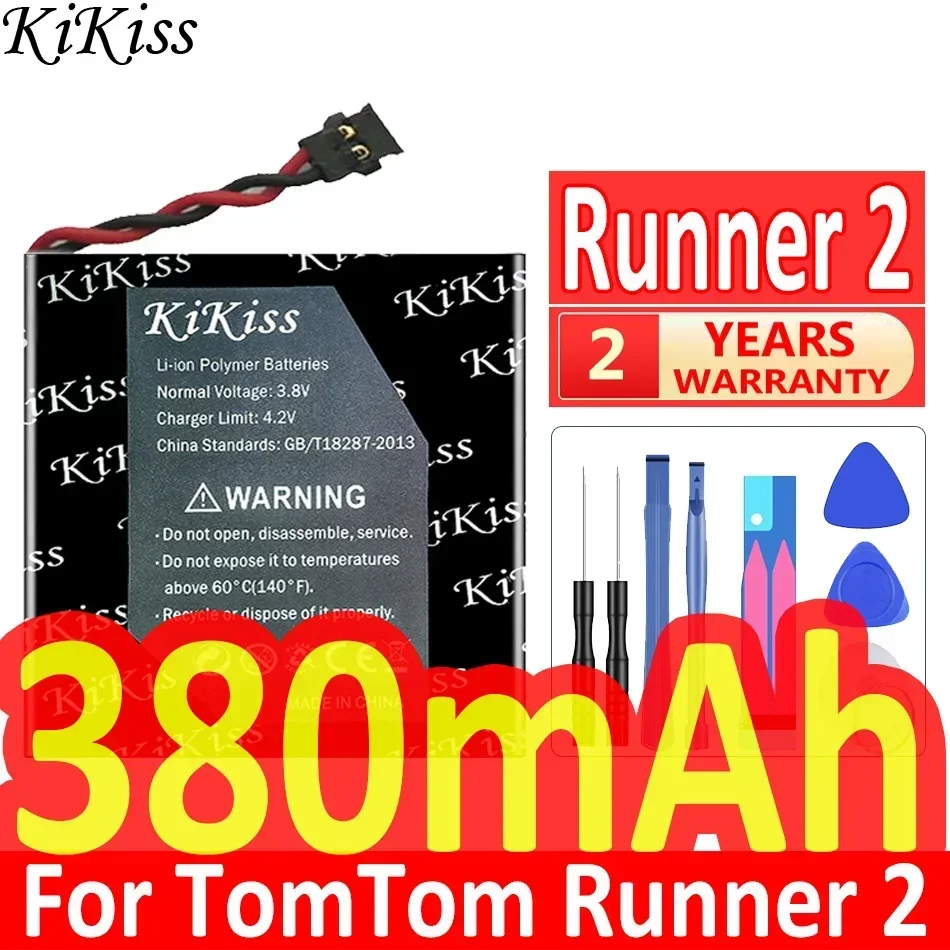 KiKiss Battery 380mAh 332824 for TomTom Runner 2 runner2 SmartWatch