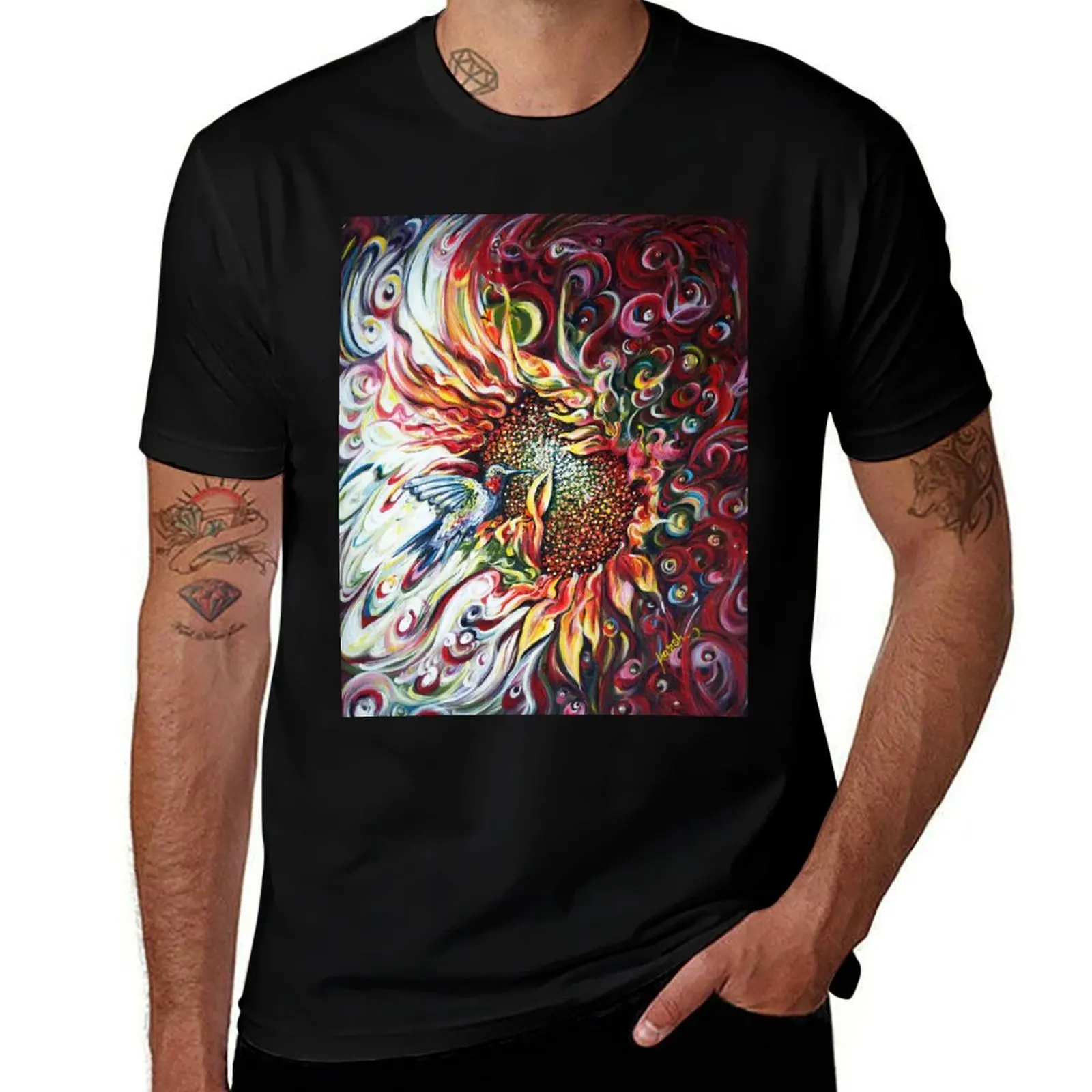 

Sunflowers - Hummingbird T-Shirt t shirt man designer t shirts for man cotton man t shirts graphic T-Shirt