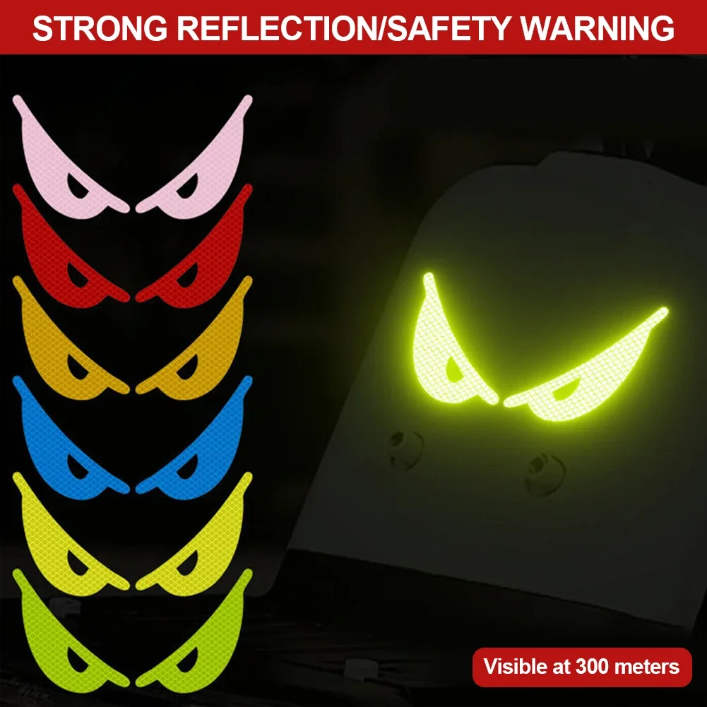 

2Pcs Devil's Eye Reflective Motorcycle Helmets Sticker Night Light Decor for KTM Honda Car Reflective Stickers