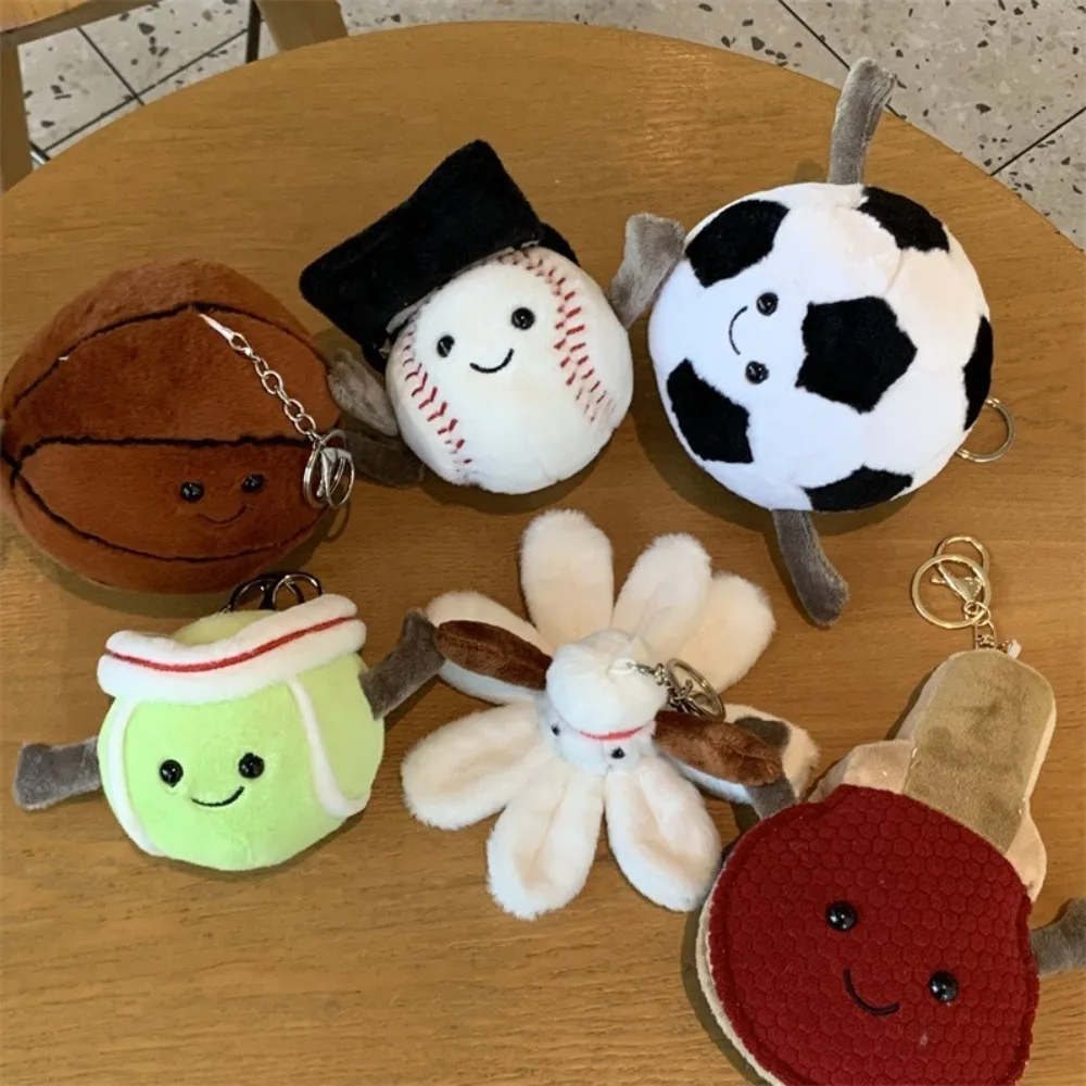 

Ball Game Series Keychain Basketball Baseball Football Volleyball Backpack Pendant Cute Stuffed Toy Car Key Ring Birthday Gift