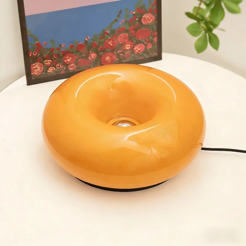 Modern Luxury Creative Glass Donut LED Wall Night Light for Bedside Indoor Home Decor Ambience Lighting Lights for Room