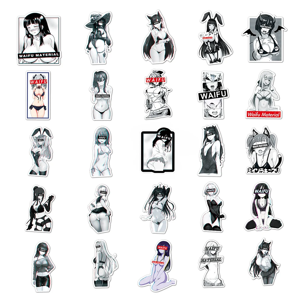 10/30/50PCS Japanese Cartoon Waifu Girl Stickers for Aldult Lovely Personality Decoration DIY Helmet Laptop Motorcycle Sticker