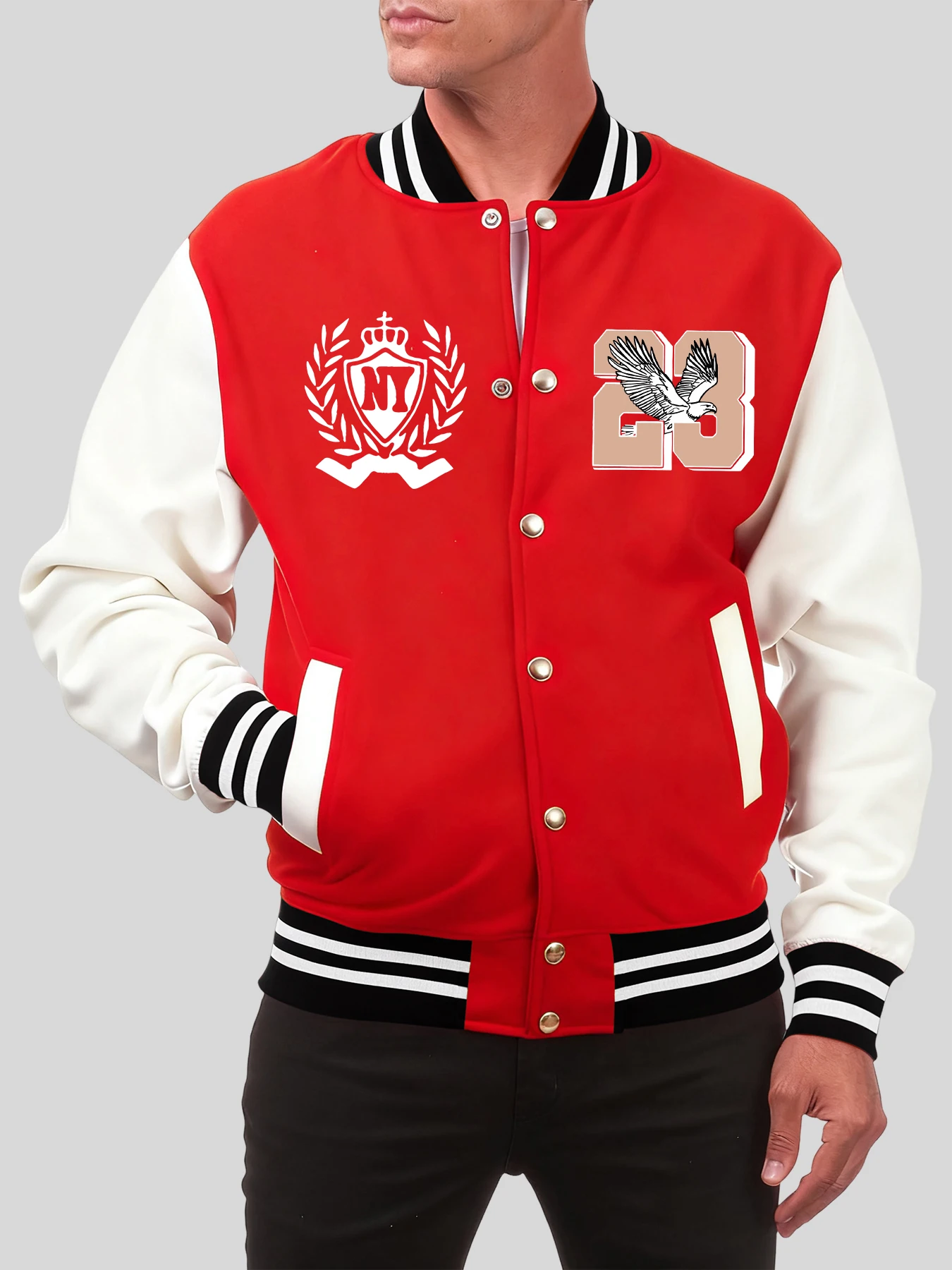 

Soaring Like An Eagle In New York с принтом, мужская бейсбольная форма, повседневные куртки, свободная осенняя спортивная одежда, хлопковая одежда Y2K