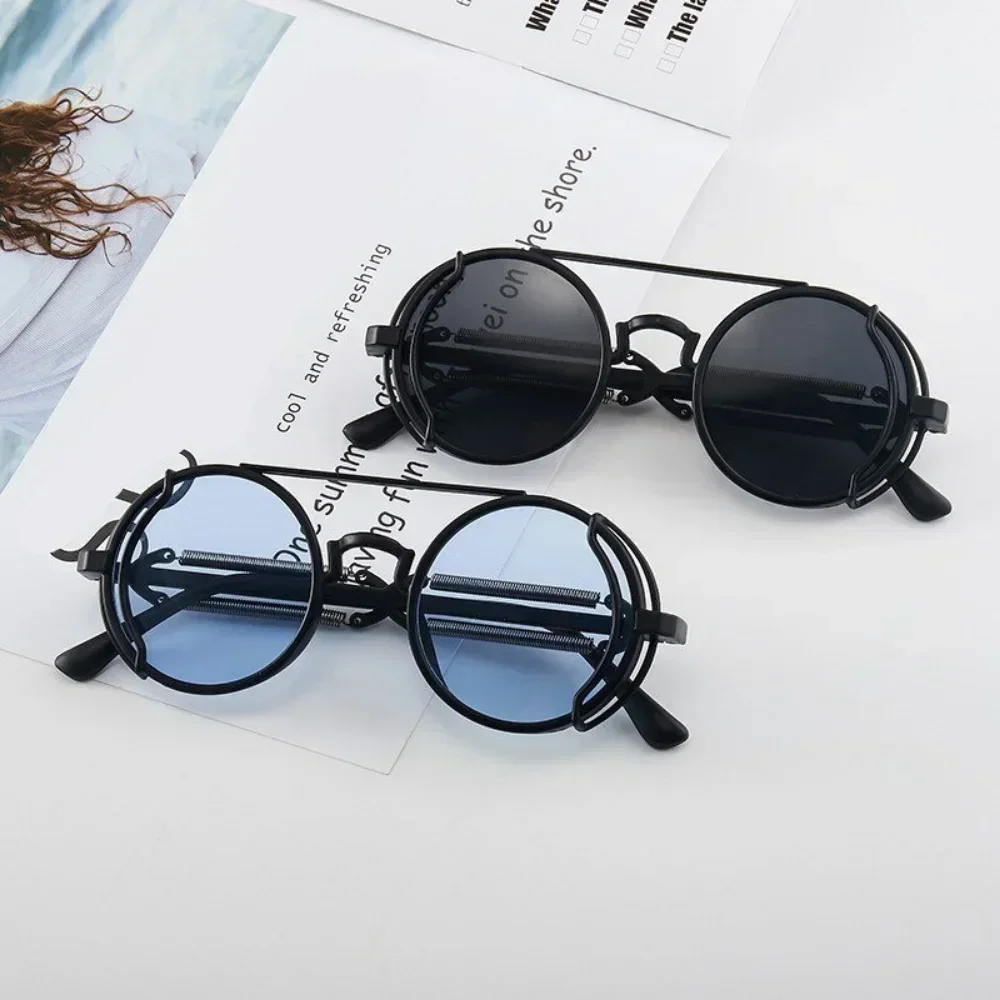 Steampunk Sunglasses Brand High Quality Men and Women Retro Round Pc Frame Sunglasses image 3