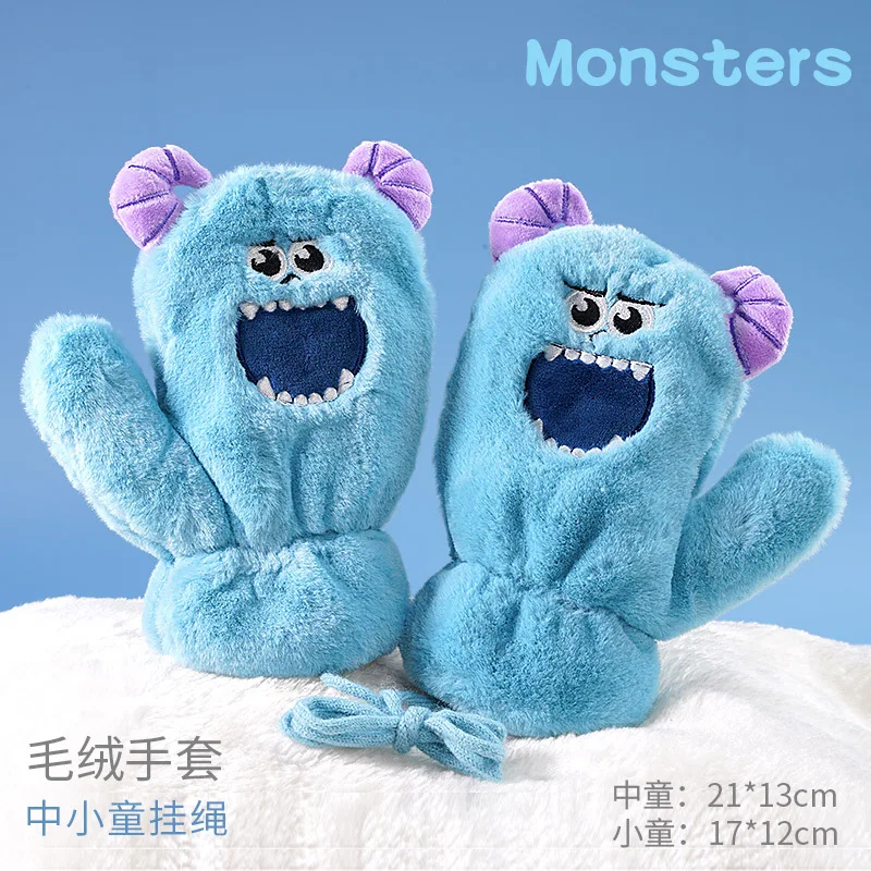 Disney Stitch Children Padded Gloves Winter Warm Hanging Neck Gloves 2-10 Years Old Children Cartoon Warm Gloves Birthday Gift