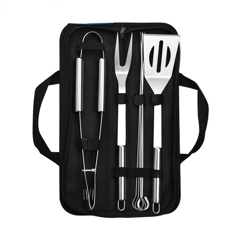 

Stainless Steel BBQ Grill Set, Outdoor Barbecue Tools, Barbecue Fork, Shovel Clip, BBQ Skewer Combination Set of 7 with Bag