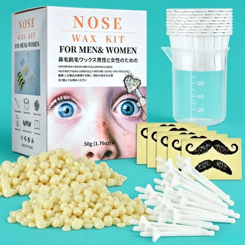 2026 Painless Nose Wax Kit For Men Women - Portable 50g Paper-Free Nose Hair Removal Cleaning Waxing Beans Depilation Kit tool