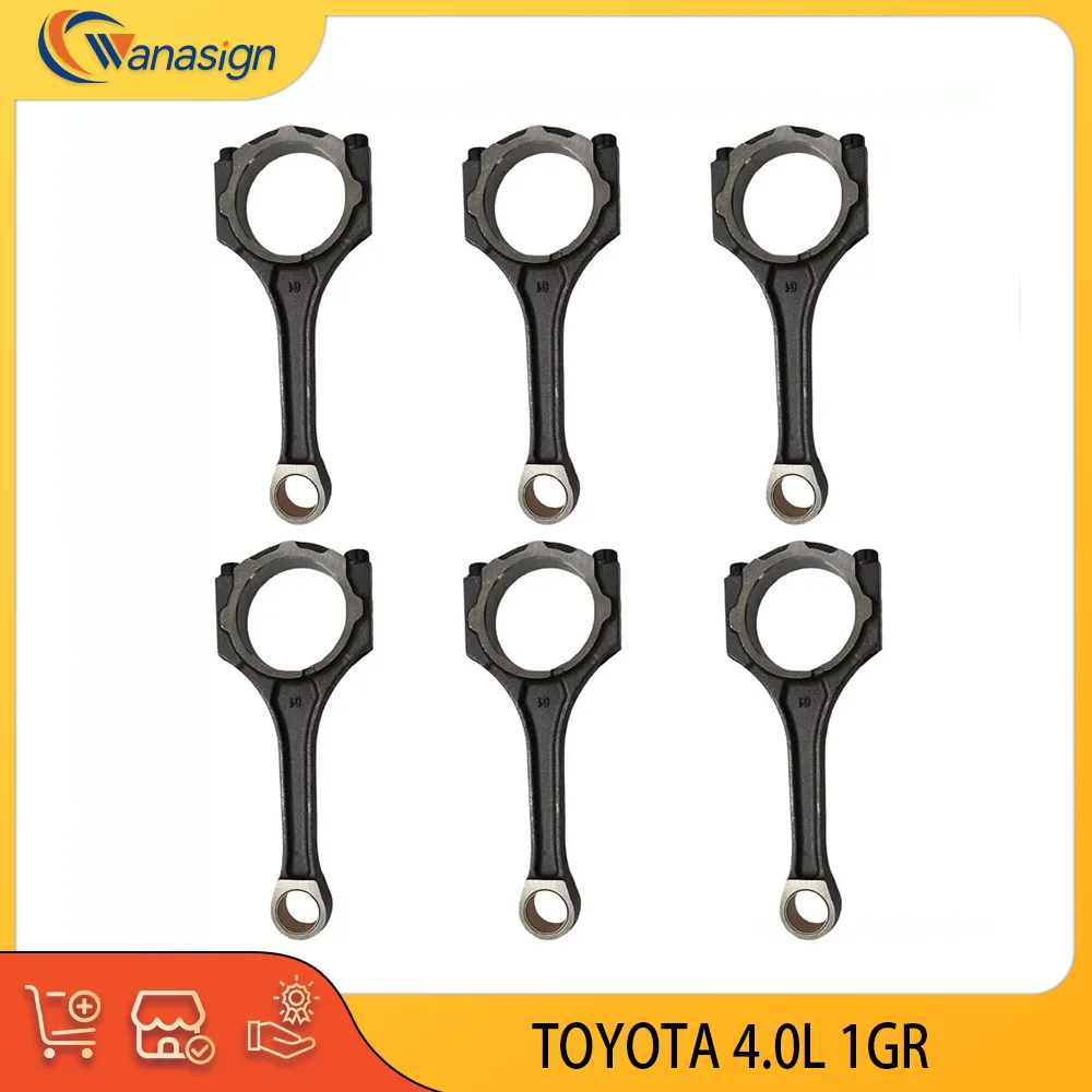 AUTO ENGINE PARTS 6X Connecting Rod For Toyota Tacoma 4Runner FJ Cruiser Tundra 4.0L V6 GAS DOHC 1GRFE 1GR-FE 2003-2009