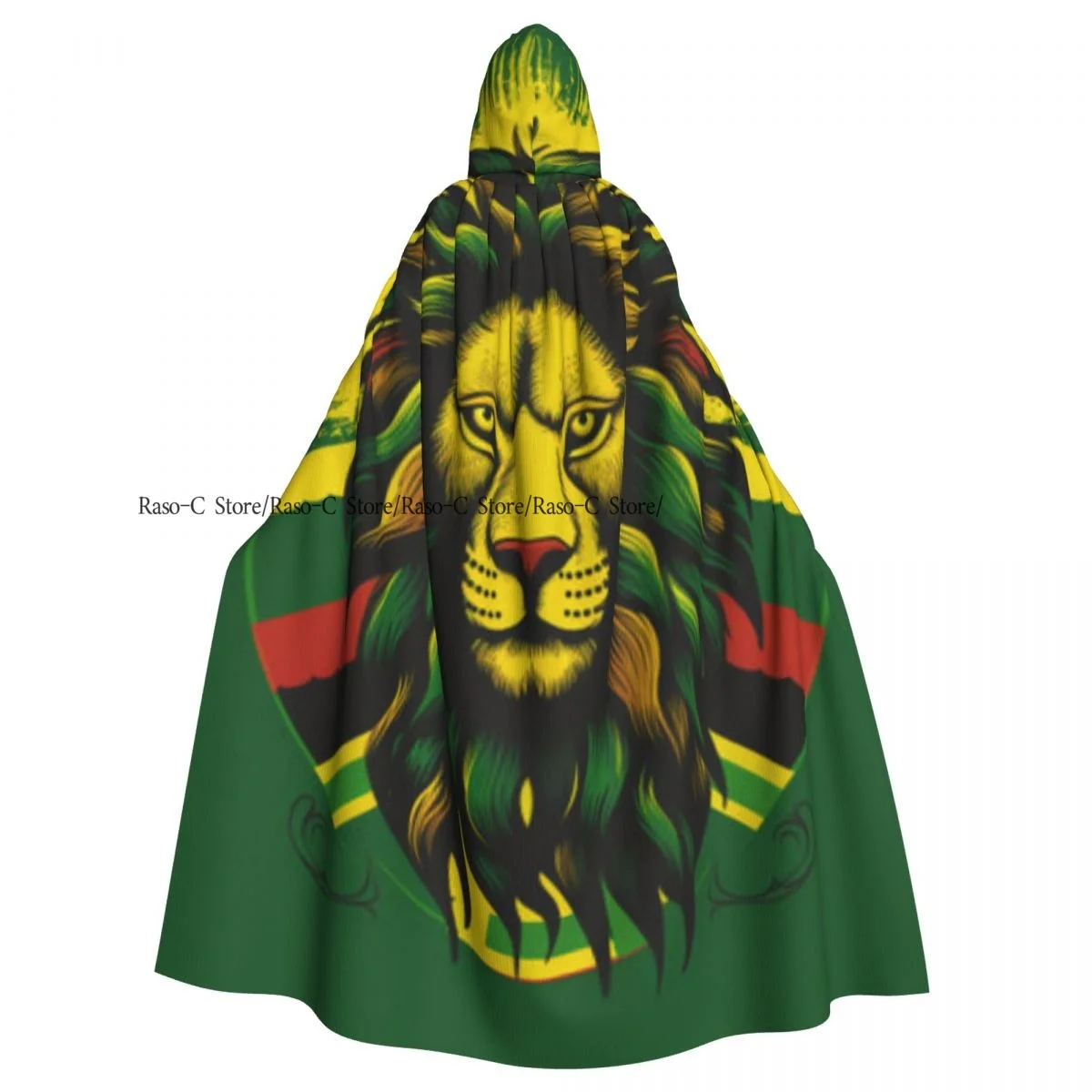 Adult Cloak Cape Hooded Jamaican Lion Elements Medieval Costume Witch Wicca Vampire Elf Purim Carnival Party