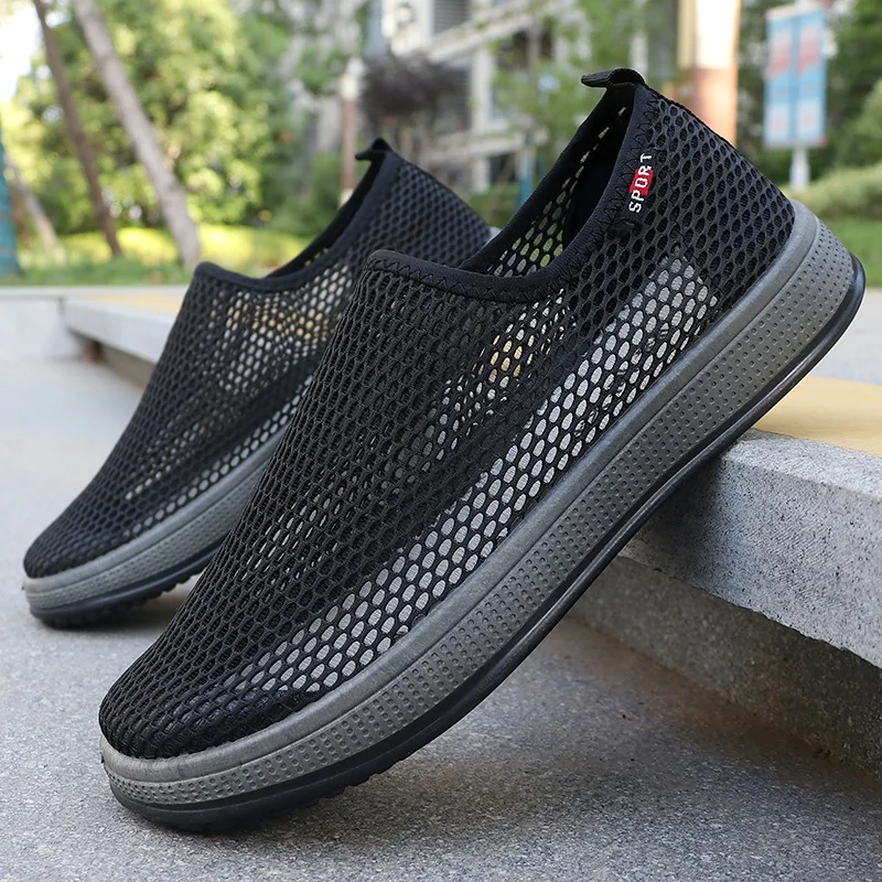 Summer mesh fabric shoes for men, breathable casual shoes for dads, suitable for middle-aged and elderly people, driving shoes