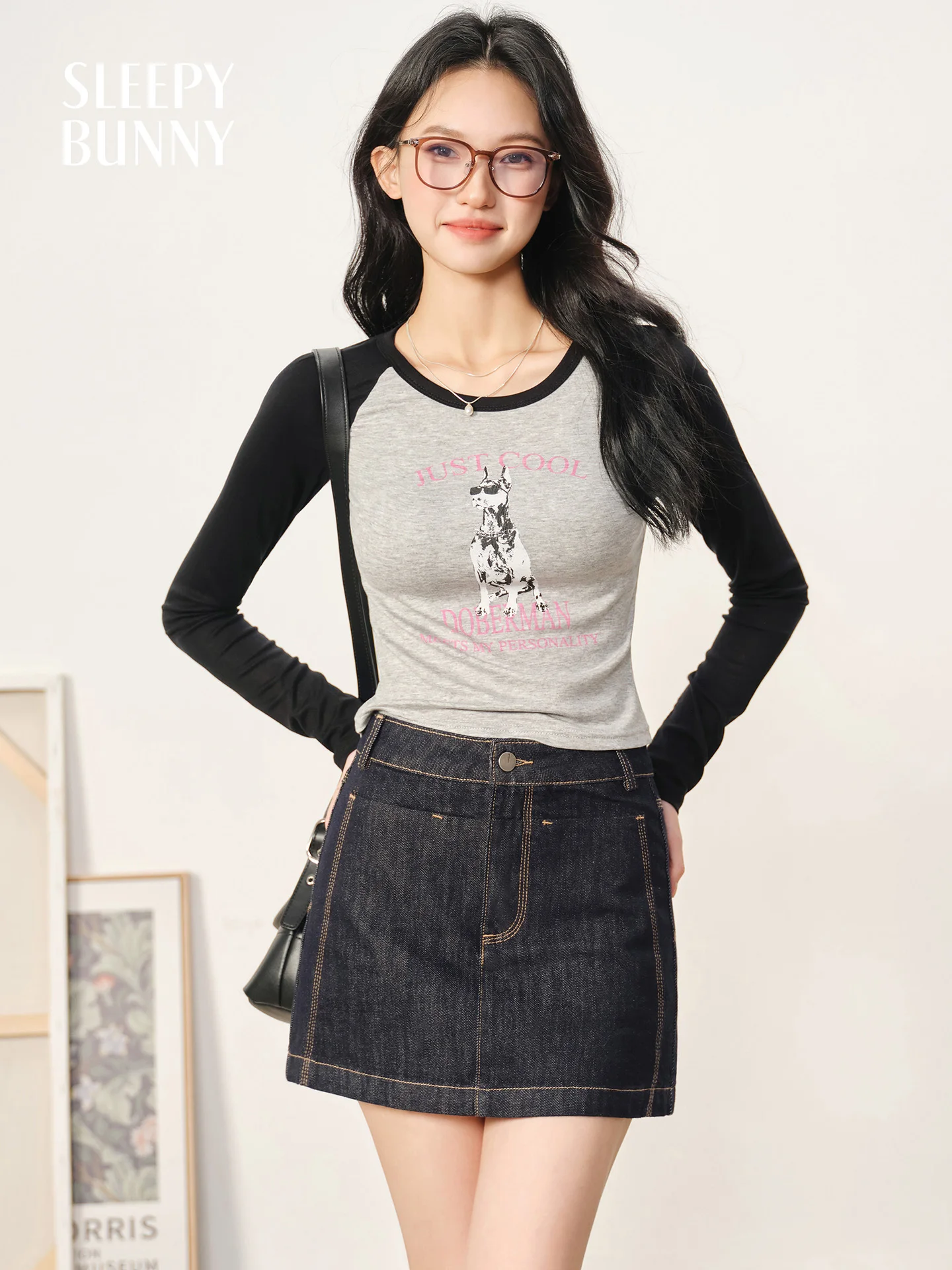 Colorblock Raglan Sleeve T-Shirt Women Fall Slim Fit Stretchy Lyocell Printed Top Casual Graphic Long Sleeve Tee Daily Outfits