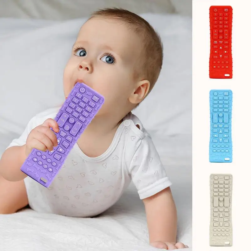 Remote Teether Toy Teether Toys For Babies 6-12 Months Kids Teething Remote Teething Toys Silicone Soft-Textured Teether