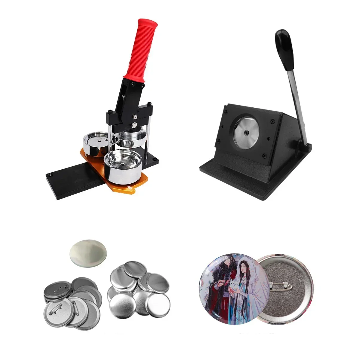 2025 Macchina per la stampa di badge rotondi manuali in metallo Macchina per la produzione di badge per bottoni di dimensioni americane