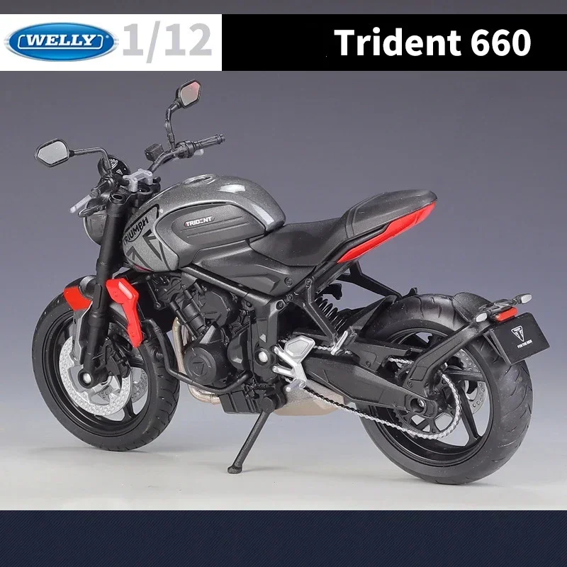 WELLY 1/12 Triumph Trident 660 2021 Simulation alliage moto modèle amortisseurs Collection jouet voiture cadeau