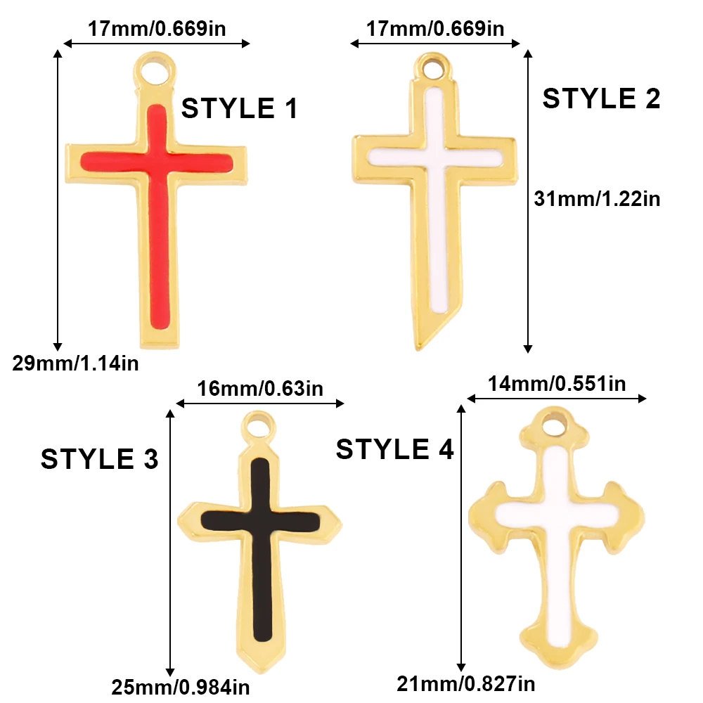 3Pc 4Style Stainless Steel Enamel Cross Charms Pendants for DIY Jewelry Making Sippliers Bracelet Necklace Earrings Accessories
