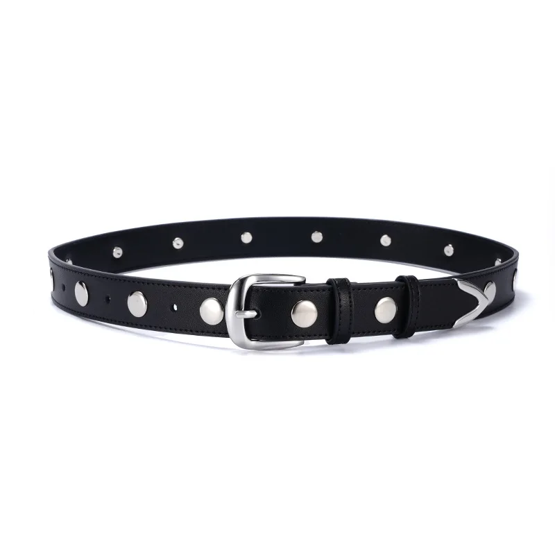 New style women's belt, genuine leather high quality rivet pin buckle cowhide belt