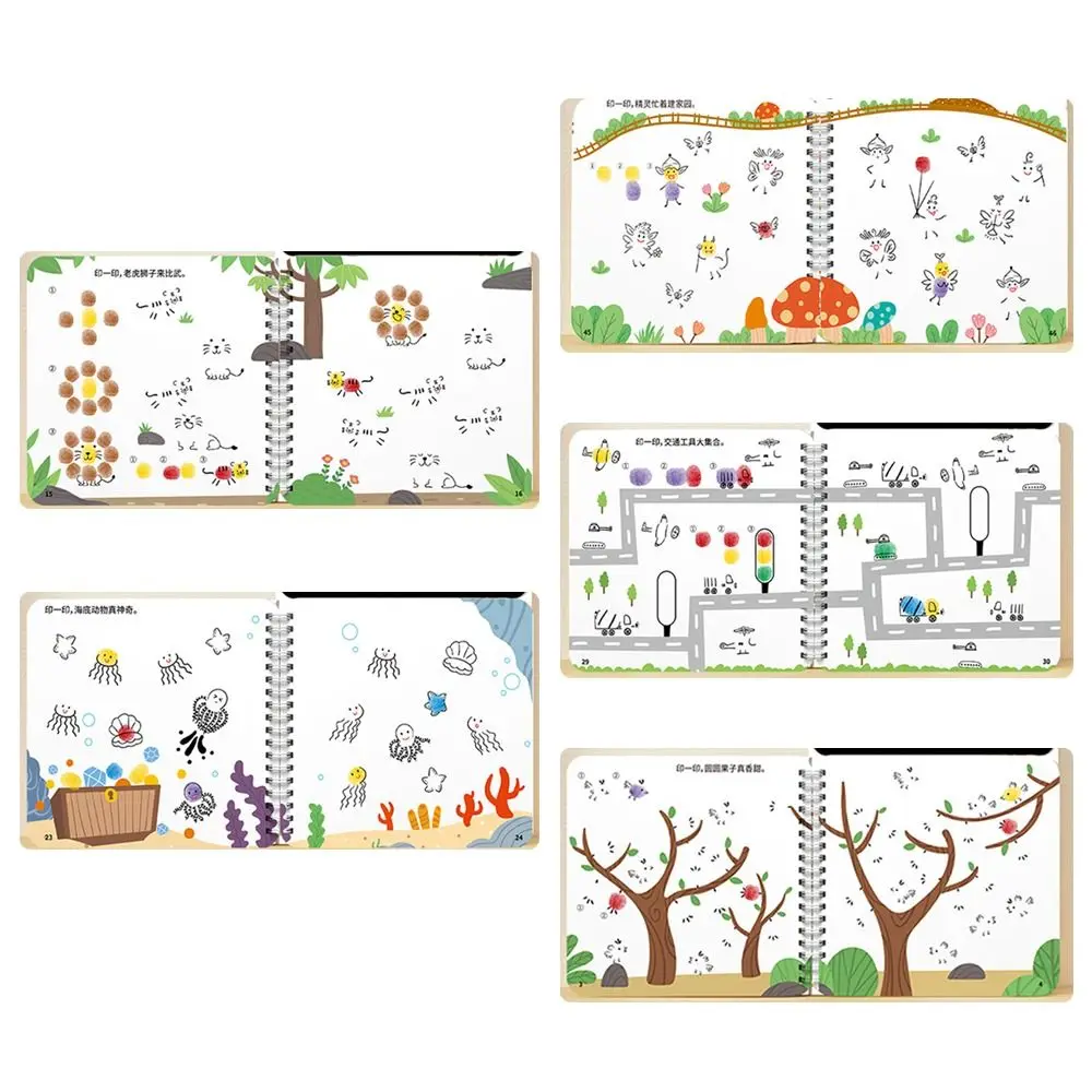 Funny Palm Finger Paint Finger Printing Book DIY Set Finger Doodling Paint Coloring Montessori Educational