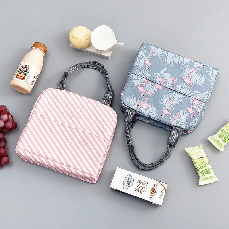 Functional Pattern Cooler Lunch Box Portable Insulated Canvas Lunch Bag Thermal Food Picnic Lunch Bags For Women Kids Office