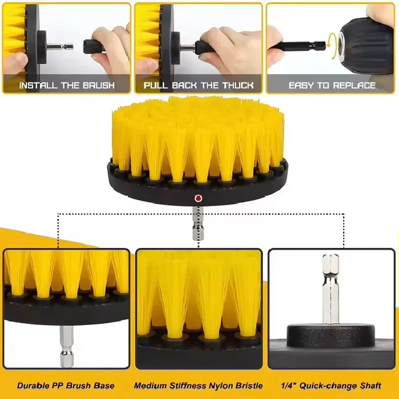 9Pcs Car Wash Kit Cleaning Brush Set Powerful Dirt Removal for Interior and Exterior Vehicle Maintenance Tools