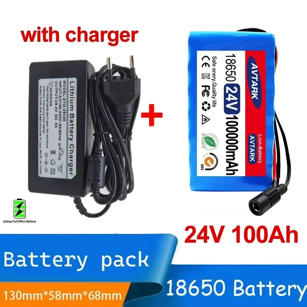 

100%Brand new Customizable Plug 7s3p 24V 100Ah 18650 Lithium Battery Pack with US/EU 2A Charger for Electric Bicycles and Moped