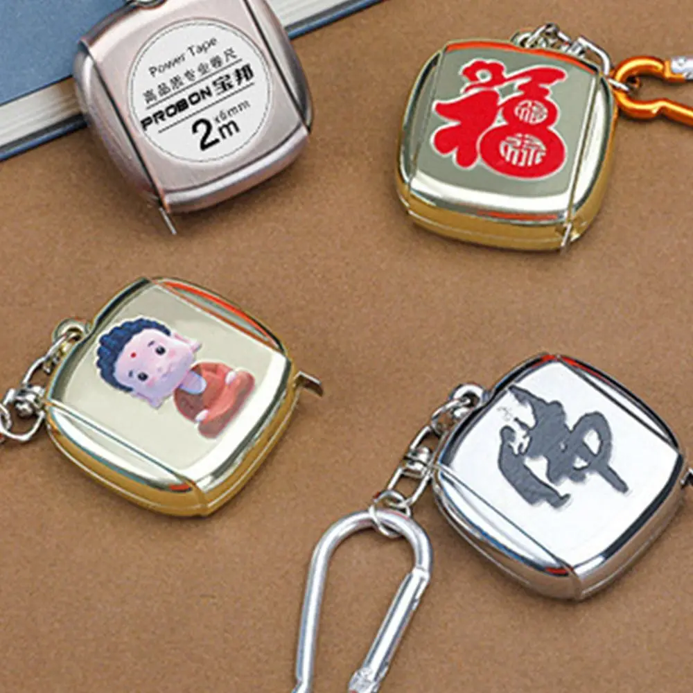 Pocket Roulette Keychain Tape Measure Delicate Keyring Retractable Ruler Mini 2M Measure Tape Measuring Tool