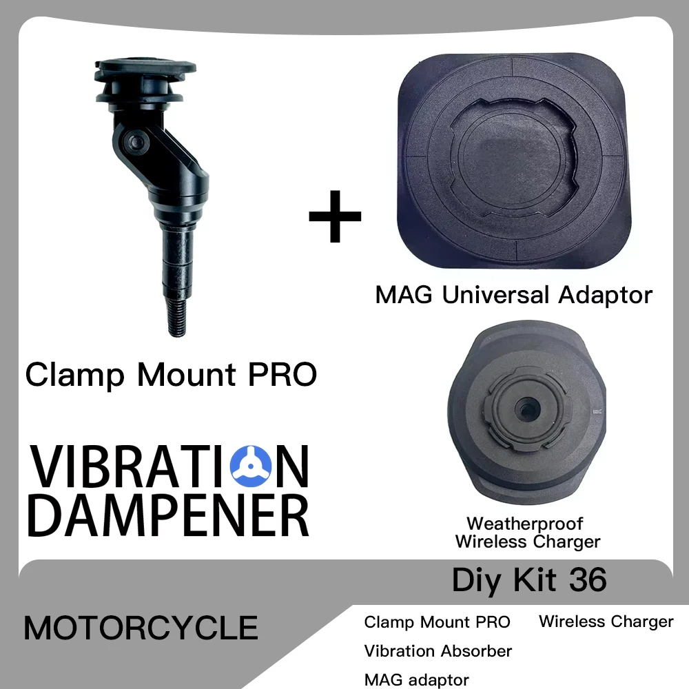 Motorstuurklem Stuurpen Vorkhouder PRO Houder Telefoonhouder Trillingsdemper MAG Universele adapters Draadloze oplader