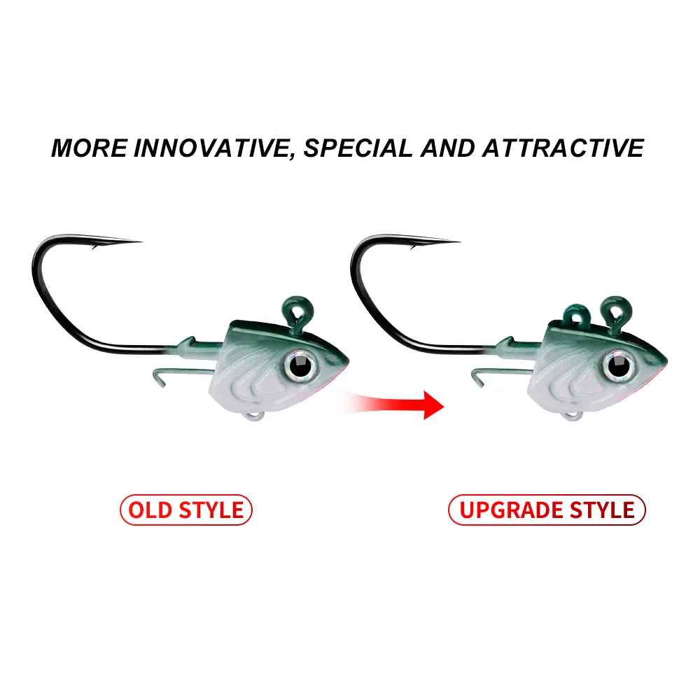 Fish Head Hooks 30g 35g 45g Fishing Hook 3D Eye Soft Worm Baits Jig Head Lure Hook for Sea Bass Pike Fishing Accessories Tackle