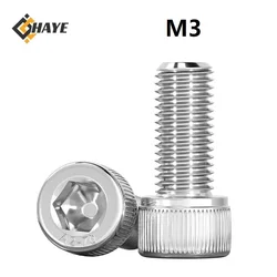 304 Stainless Steel M3 Hexagon Socket Cap Screws Extend Bolts 3mm x 4 5 6 8 45 50 55 60 65 70 75 80 85 90 95 100 110 120 130mm