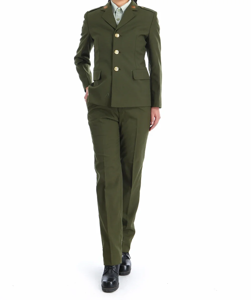 Chinese Military Uniform Women Vintage Spring Suit Include Jacket Pants Collar Hat Badge