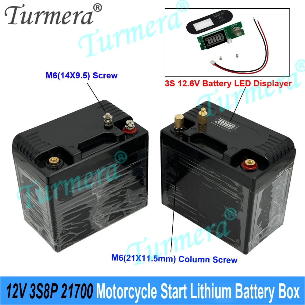 12V 3S8P 24X 21700 Battery Box Holder Nickel 12.6V 30A Balance BMS with NTC for Replace 12V Motorcycle Start Lead-acid Battery