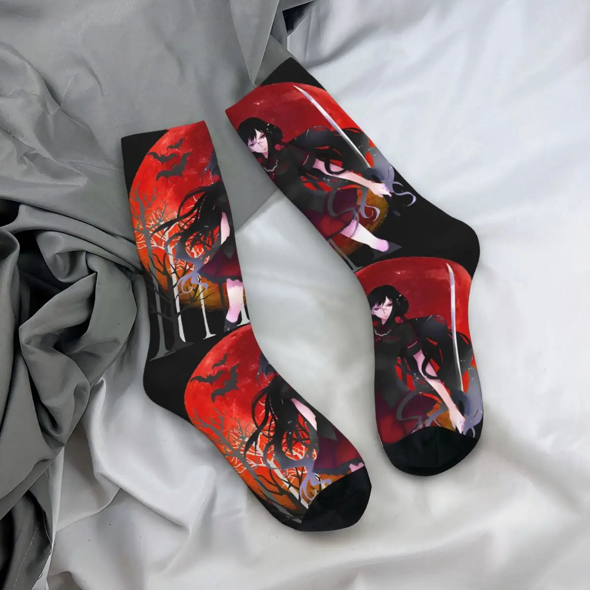 Divertente Crazy compression Sword Sock for Men Hip Hop Harajuku B-Blood-C Happy Quality Pattern stampato Boys Crew Sock regalo Casual