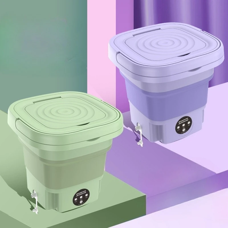 

Portable Foldable Mini Washing Machine for Underwear Socks and Baby Clothes with Blue Light Sterilization 8L Large Capacity