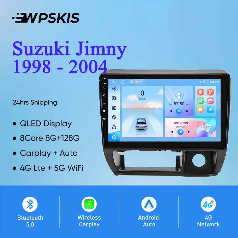 Android 14 8GB For Suzuki Jimny 1998 - 2004 Auto Stereo Radio Multimedia Video Player GPS Navigation Monitor 4G Lte WiFi Carplay
