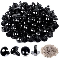 Ojos de peluche de plástico negro para muñecas, accesorios de muñeca de 10mm, 50/100 piezas, Ojos de seguridad para juguetes de 6-14mm