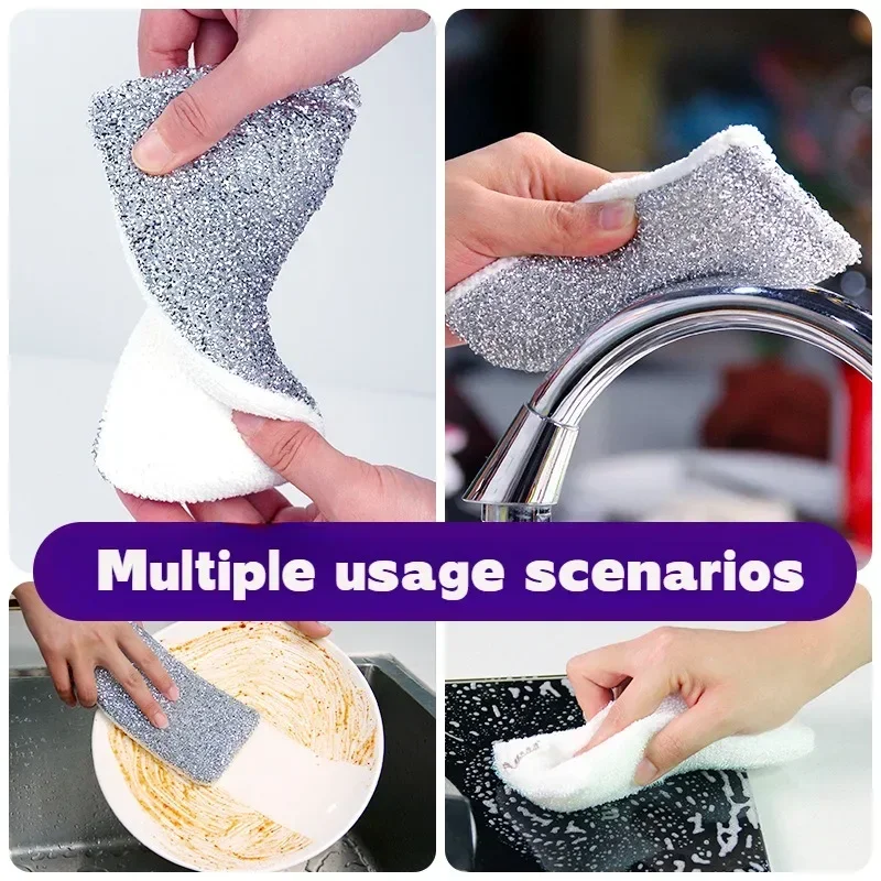 1/20PCS Double-sided Cleaning Sponge Thickened Dishwashing Cloth Kitchen Dish Pot Strong Cleaning Sponge Wipe Magic Scouring Pad