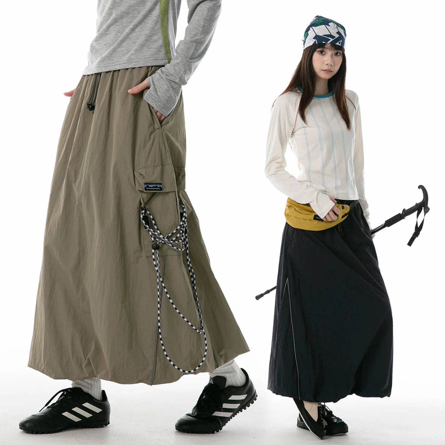 Women City Walk Streetwear Loose Casual Y2k Fashion Outdoor Waterproof Quick Dry Cargo Skirt Travel Hiking Track Long Skirts