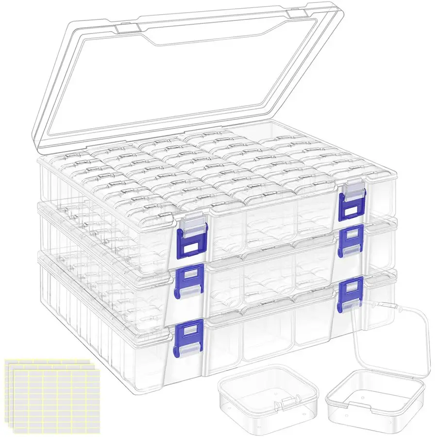 

Bead Organizer Box, 138Pcs Small Bead Organizers and Storage Plastic Cases, Mini Clear Storage Containers Boxes with Hinged Lid
