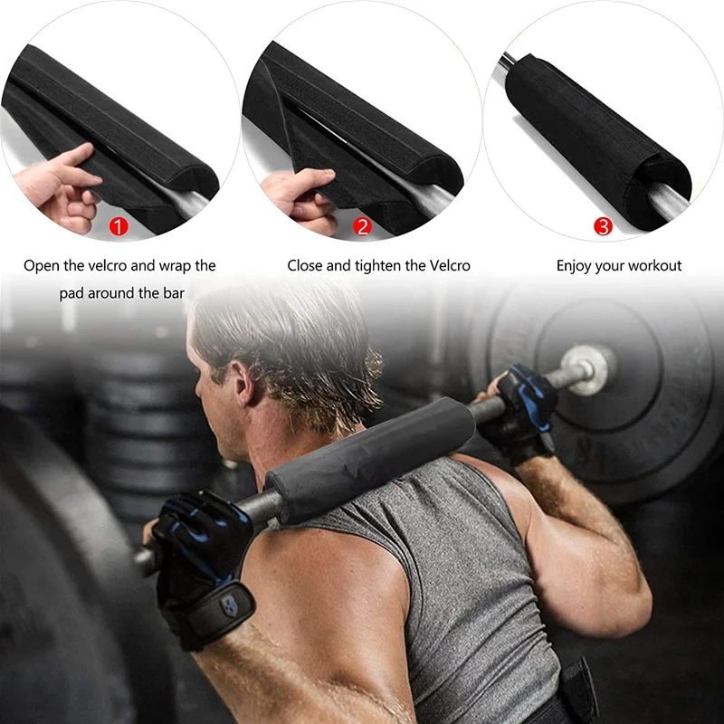 Barbell Squat Pads for Weight Lifting Neck & Shoulder Protector Pad with Securing Straps Lunges & Hip Thrusts Foam Barbell Pad