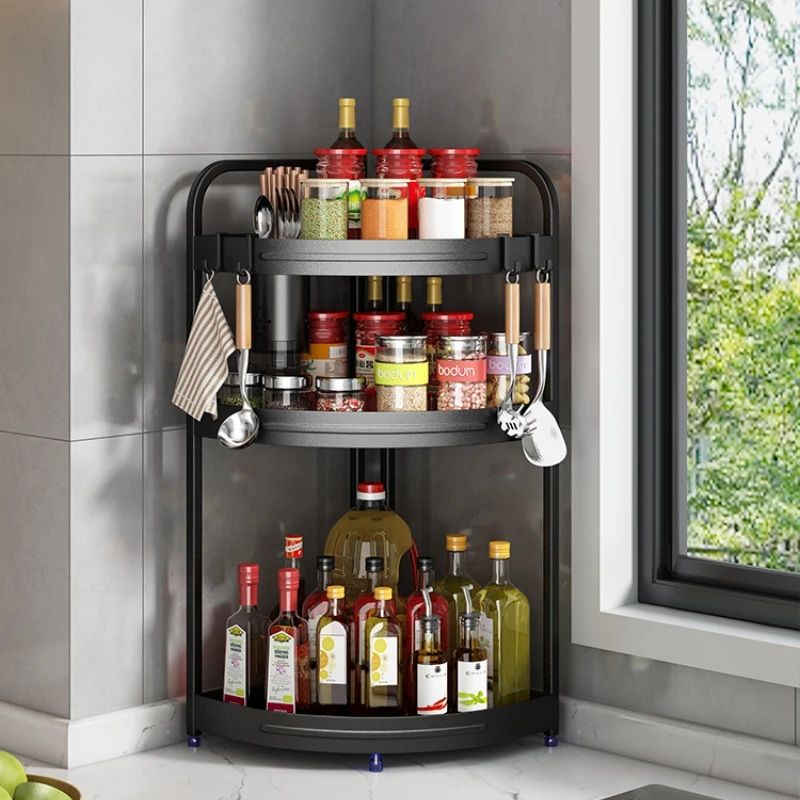 Kitchen corner rack, condiment tripod, seasoning rack, countertop corner knife holder, chopstick storage rack, no punching