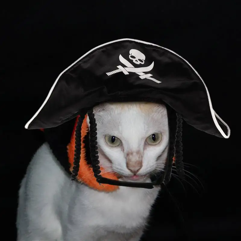 1 pcs Pet Cosplay Hat Halloween Pet Costume for Cats Pirate Hat for Dog with Strap Dog Cosplay Hat Dog Halloween Party Favors