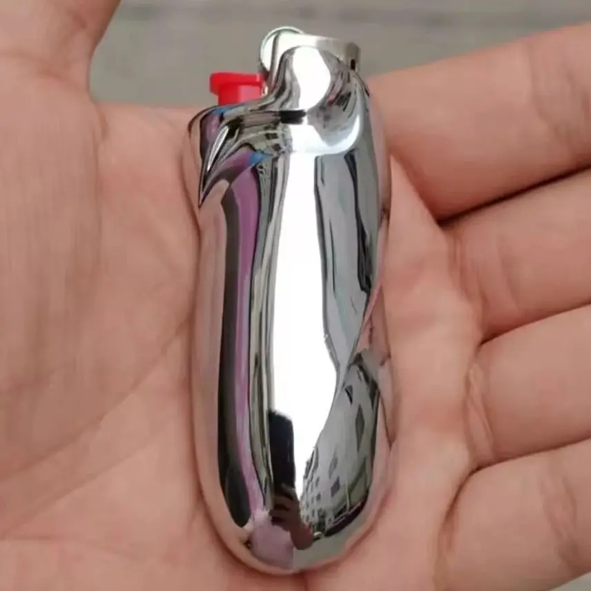 Shiny Zinc Alloy Chromed Metal Shell For Small Bic Lighter J5 J25 No Lighter