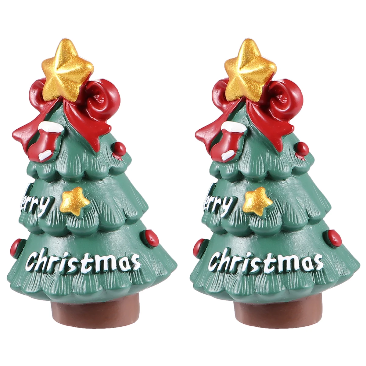 

2Pcs Christmas Resin Ornaments Decorative Miniature Landscape Accessories Micro Desktop Decor for Home Garden Bonsai